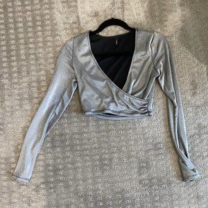 Silver Long Sleeve Crop Top